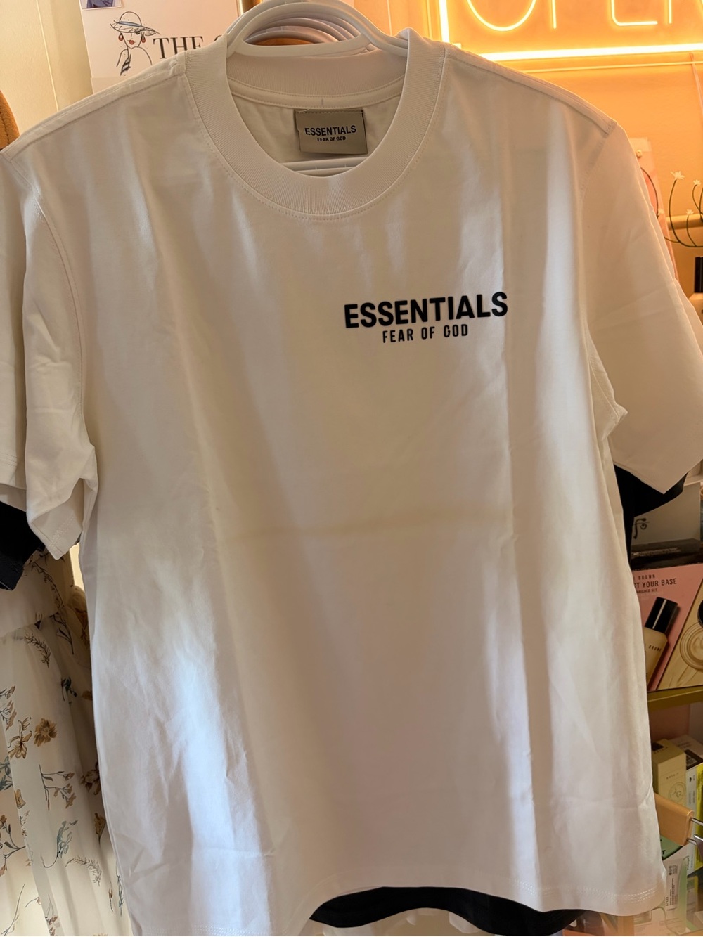 Essentials White T-Shirt with Black Embossed Logo